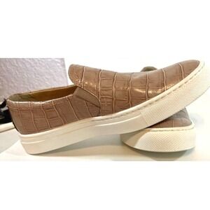 L.K. Bennett London Nude‎ Croc Shoes Effect Womens Sz 6 Slip On Sneakers Italy